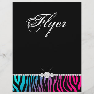 Jewelry Flyer Hair Salon Zebra Roze Blauw Paars