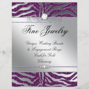 Jewelry Flyer Hair Salon Zebra Sparkle Plum Silver