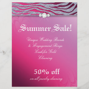 Jewelry Flyer Hair Salon Zebra Sparkle roze Rood
