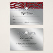 Jewelry Gift Kaart Luxury Zebra Red Silver Sparkle (Voorkant /achterkant)