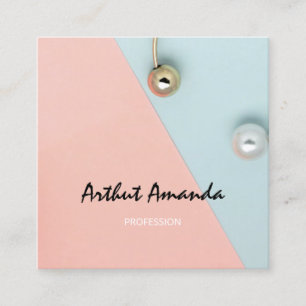 Jewelry Luxury Golden Ring Custom Logo Pink Pearl Vierkante Visitekaartje