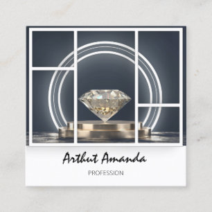 Jewelry Luxury Goods Boutique Custom Logo Diamond Vierkante Visitekaartje