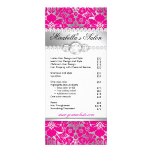 Jewelry Rack Card Floral Damask Pink Reclamekaart