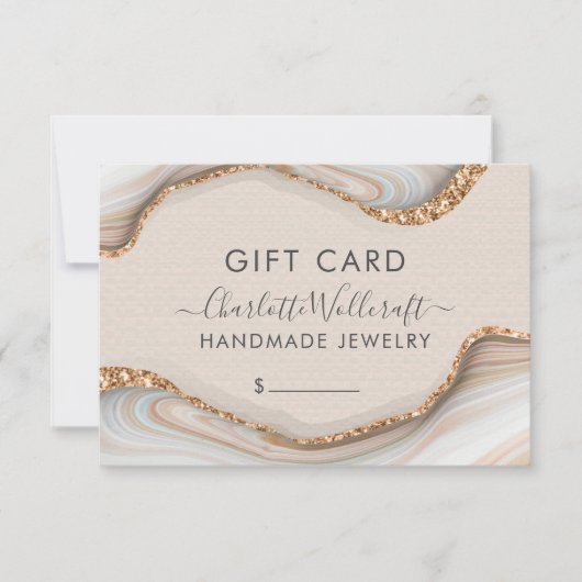 Jewelry roze goudglitter Marble Gift Certificate (Voorkant)