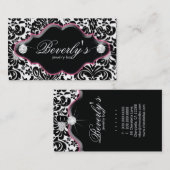 Jewelry Visitekaartje Pink Damask Diamonds (Voorkant / Achterkant)