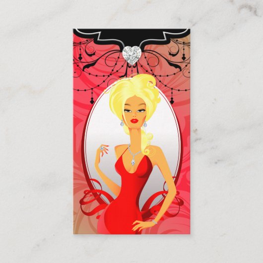 Jewelry Visitekaartje Red Gold Heart Blonde (Voorkant)