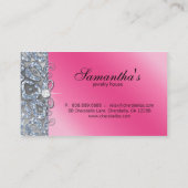 Jewelry Visitekaartje Zebra roze zilver glitter (Achterkant)