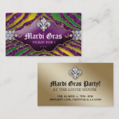 Jewelry Zebra Fleur de lis Mardi Gras Party Ticket (Voorkant / Achterkant)