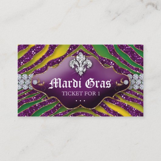 Jewelry Zebra Fleur de lis Mardi Gras Party Ticket (Voorkant)