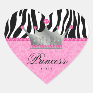 Jewels leopard Princess Crown Lace Pink Heart Hart Sticker