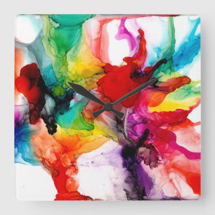 Jeweltone Prism - Waterverf Vierkante Klok