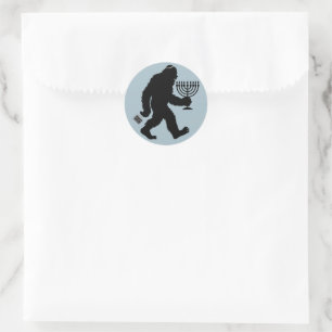Jewish Bigfoot Chanoeka Chanoeka Humor Hilarious Ronde Sticker