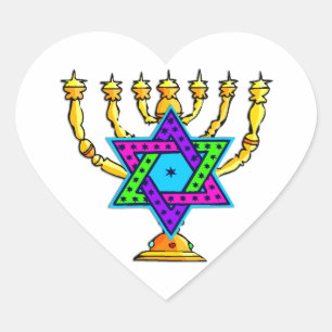 Jewish Candlesticks Hart Sticker