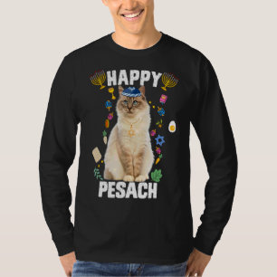 Jewish Cat Kippah Happy Pesach Matzah Passover Hol T-shirt