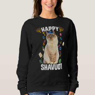Jewish Cat Kippah Happy Shavuot Matzah Shavuot Hol Trui