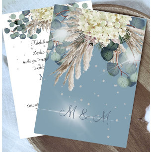 Jewish Chuppah Floral Dusty Blue Elegant Wedding Kaart