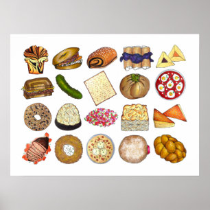 Jewish Cuisine Foods Illustratie Kitchen Decor Poster