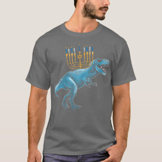 Jewish Dino TRe Menorah Animal Hanukkah Pajamas Ch T-shirt