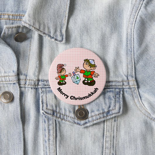 Jewish Elf en Dreidel Chrismukkah Button (In situ)