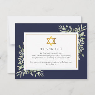 Jewish Funeral Foliage Gold Star van David Foto Bedankkaart