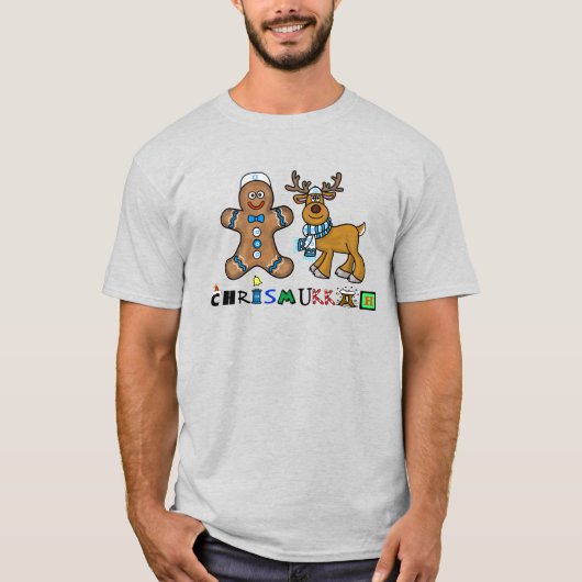Jewish Gingerbrood Man en Reindeer T-Shirt (Voorkant)