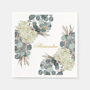 Jewish Girl Baby Naming Floral Gold Servet