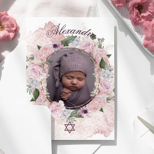 Jewish Girl Baby Naming Fotoroze Roses Kaart