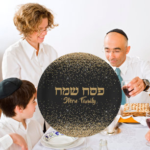 Jewish Holiday Party Black en Gold Passover Papieren Bordje