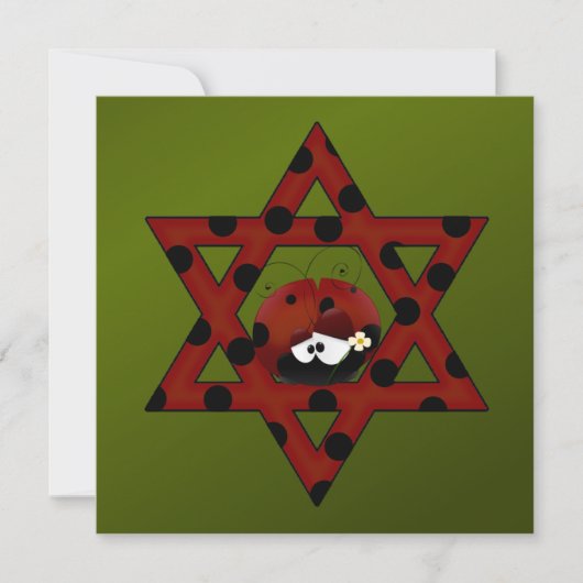 Jewish Ladybug Star van David Hanukkah Kaart (Voorkant)