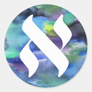 Jewish Language Project Logo Alef WatercoloSticker Ronde Sticker