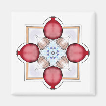 Jewish Luck Magnet - Pomegranate, Hamsa, Knoflook