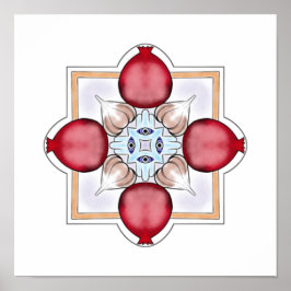 Jewish Luck - Pomegranate, Hamsa, Knoflook Poster