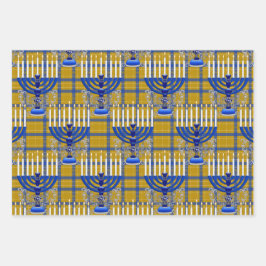 Jewish-Menorah-Pset-Gold Inpakpapier Vel