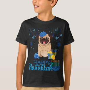 Jewish Pug Dog Menorah Pet Chanukah Hanukkah Jewis T-shirt