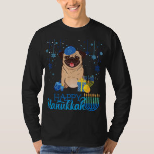 Jewish Pug Dog Menorah Pet Chanukah Hanukkah Jewis T-shirt