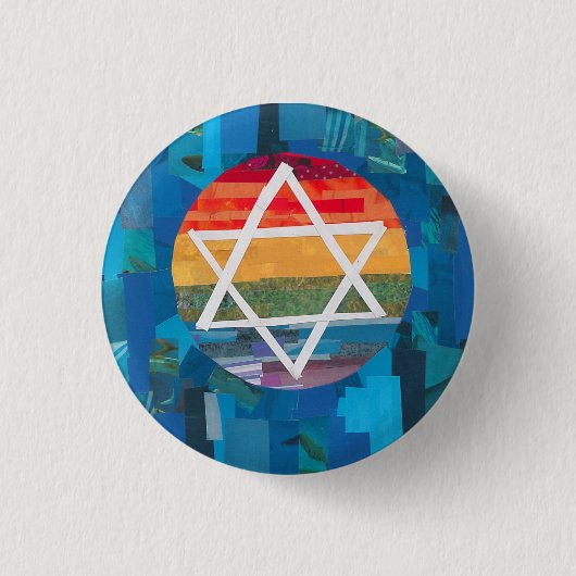 Jewish Rainbown Ronde Button 3,2 Cm (Voorkant)