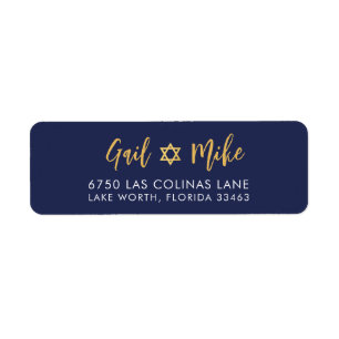 JEWISH STAR modern marvy blue gold Etiket