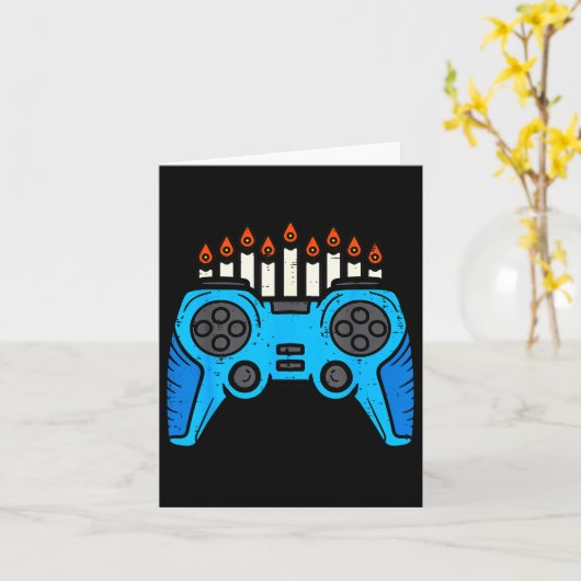 Jewish Video Game Gamer Hanukkah Chanukah Men Boy Kaart (Gele Bloem)