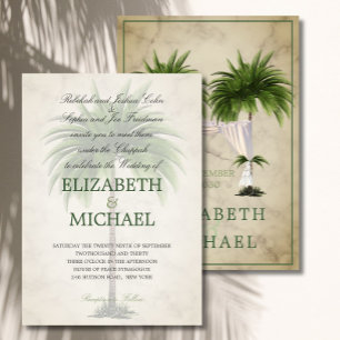Jewish Wedding Chuppah Elegant Champagne Palm Kaart