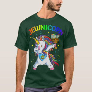 Jewnicorn Funny Hanukkah Unicorn Menorah Girl Wome T-shirt