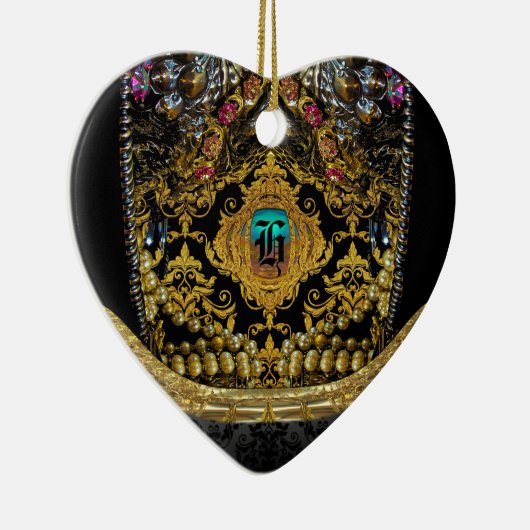 Jeygraneau Elegant Monogram Keramisch Ornament (Rechts)