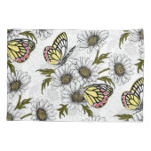 Jezebel vlinders en daisy bloemen op wit kussensloop (Achterkant-Links)