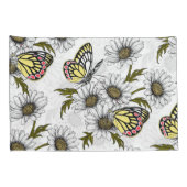 Jezebel vlinders en daisy bloemen op wit kussensloop (Achterkant-Rechts)