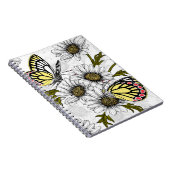 Jezebel vlinders en daisy bloemen op wit notitieboek (Rechterzijde)