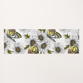Jezebel vlinders en daisy bloemen op wit yogamat (Achterkant (horizontaal))
