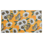 Jezebelvlinders en daisy bloemen kussensloop (Voorkant-Rechts)