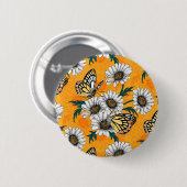 Jezebelvlinders en daisy bloemen ronde button 5,7 cm (Voorkant /achterkant)