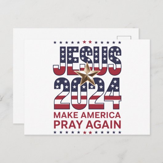Jezus 2024 Laat Amerika weer bidden Briefkaart (Voorkant / Achterkant)