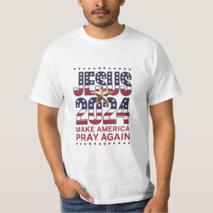 Jezus 2024 Laat Amerika weer bidden T-shirt