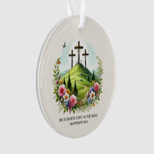 Jezus aan het Kruis Hij is Opgewekt Pasen Ornament